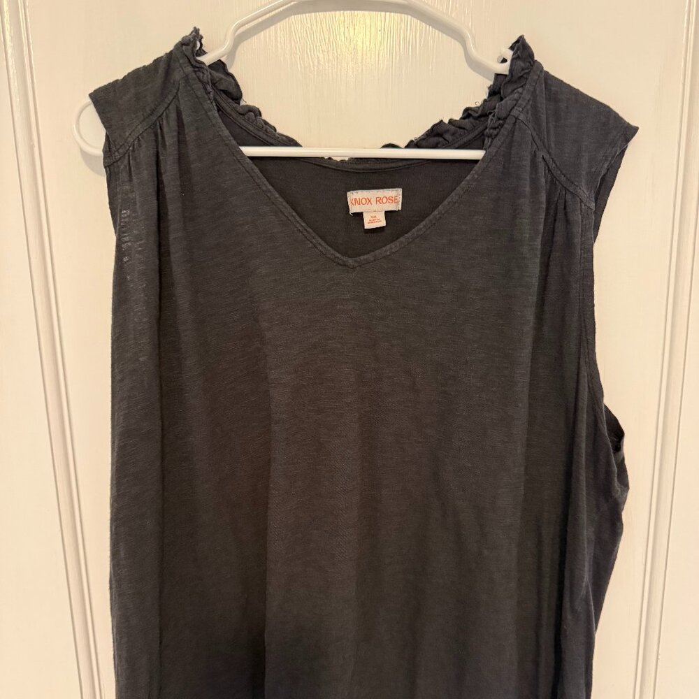 Knox Rose Black Ruffle Sleeveless Top